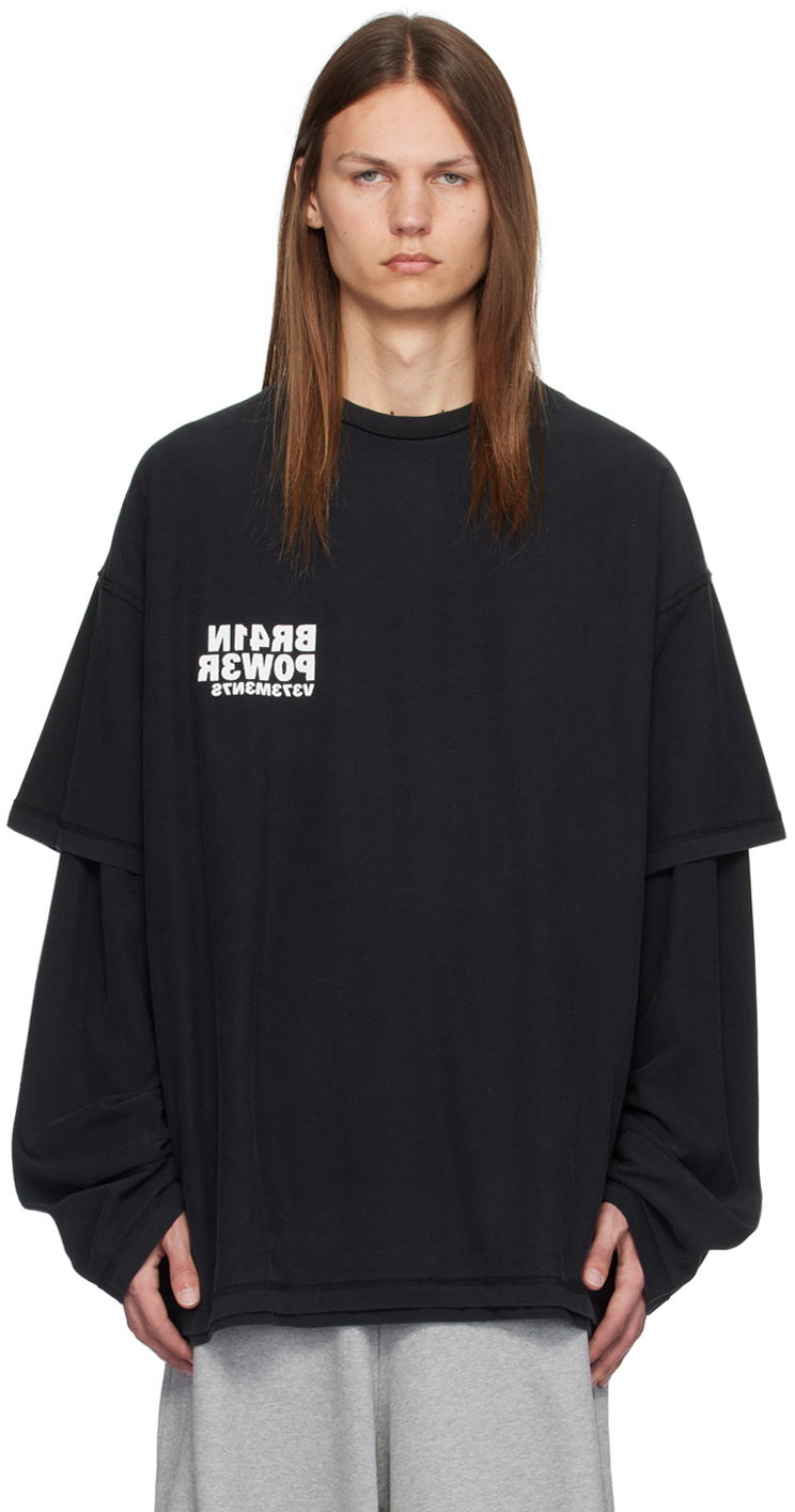 Black Brainpower Inside-Out Layered T-Shirt