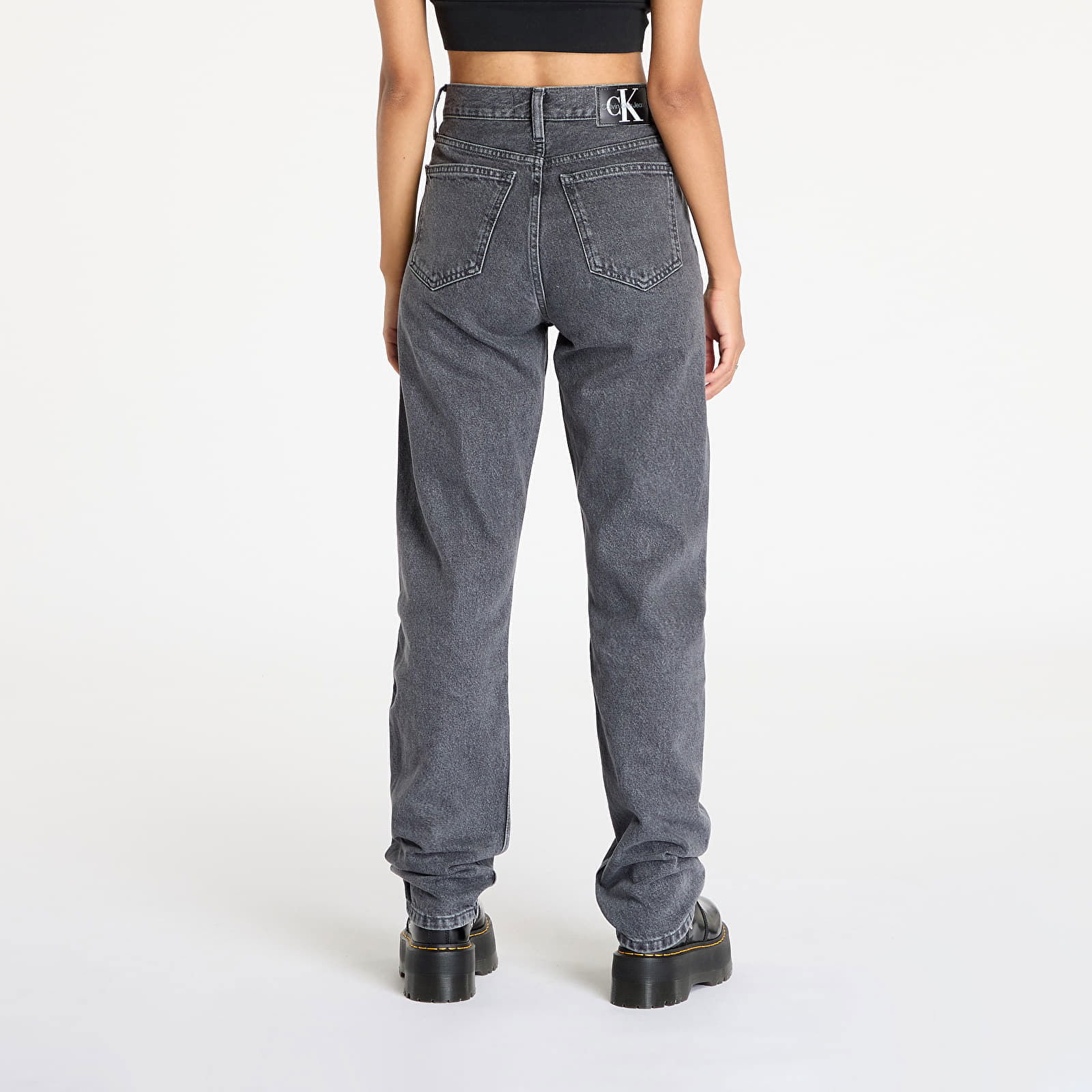 High Rise Straight Jeans Grey