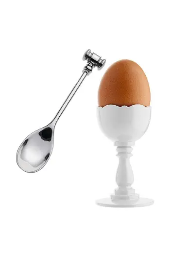 Alessi Dressed Egg Cup in Thermoplastic Resin and Spoon MW14SET.W