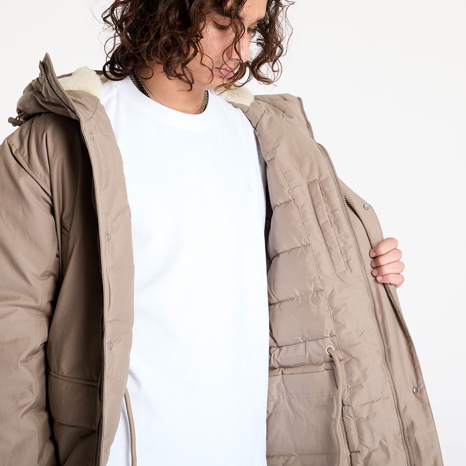 Warm Cotton Nylon Parka Gray