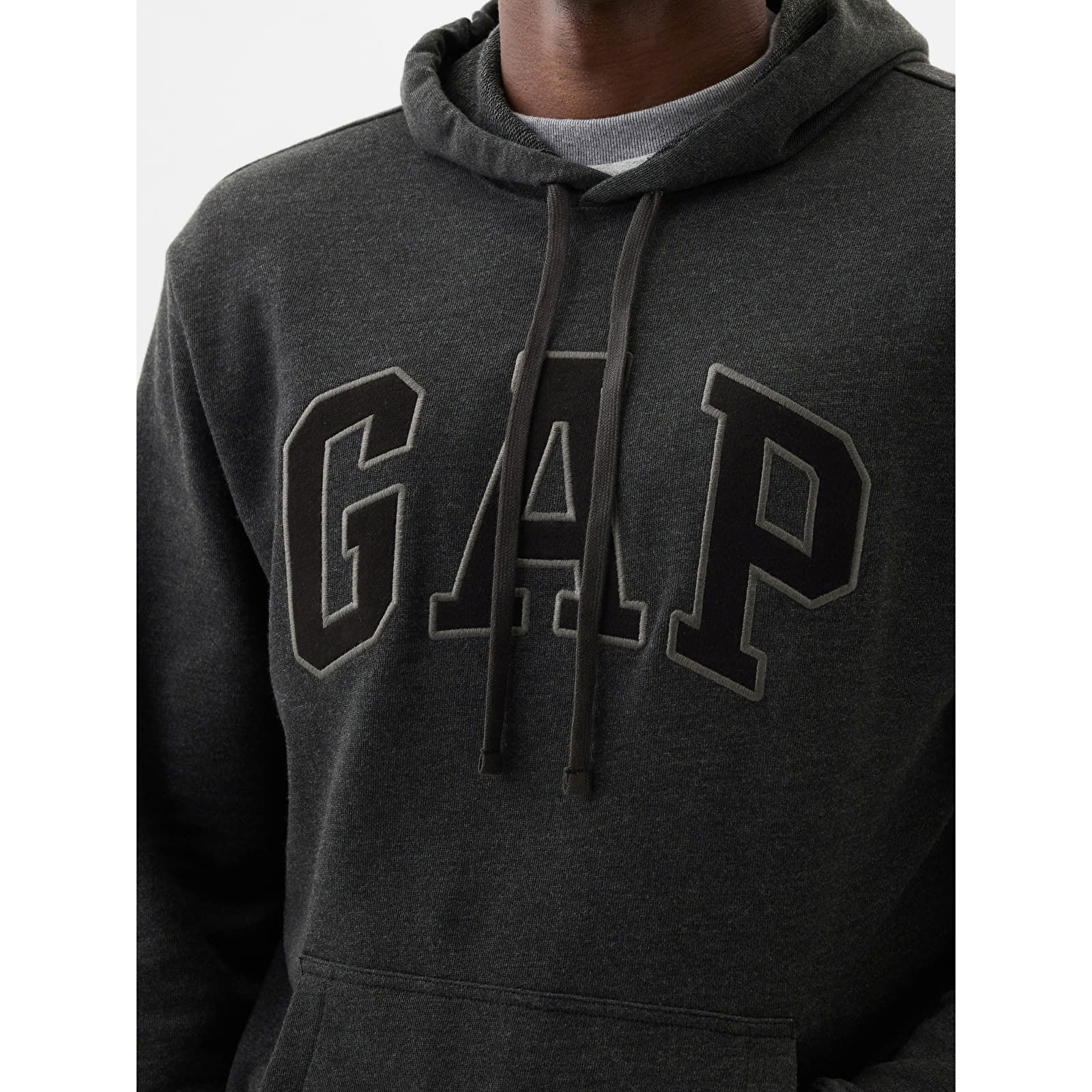 French Terry Pullover Logo Hoodie B85 Charcoal Heather