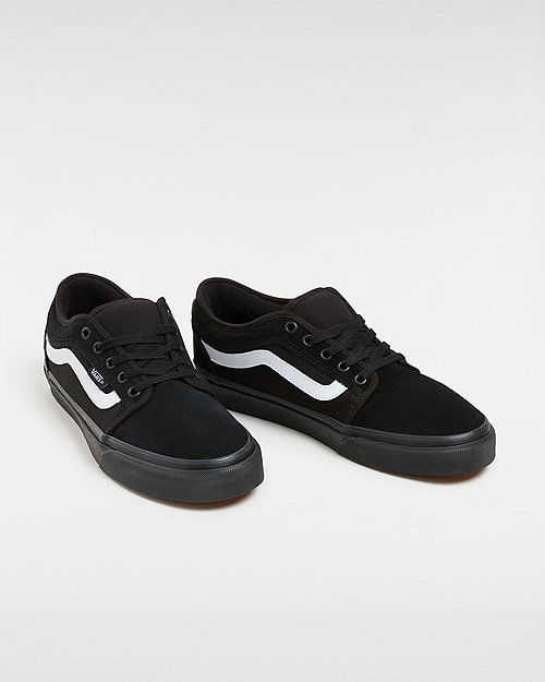 Chukka Low Sidestripe Shoes (black/black/whi) Unisex White, Size 2.5