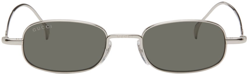 Gucci Silver Rectangular Sunglasses