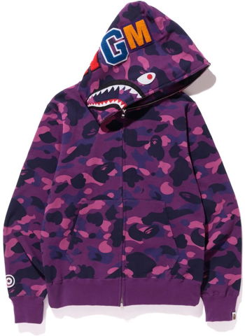 BAPE Color Camo Shark Full Zip Hoodie 001ZPJ201003M-PUR