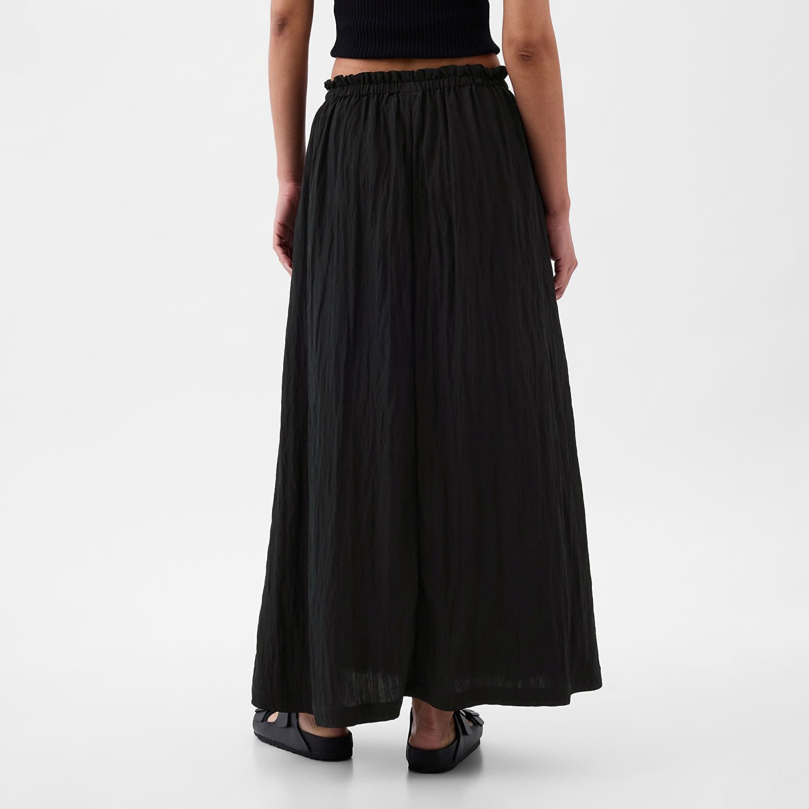 Skirt Paperbag Pull On Maxi Skirt Black