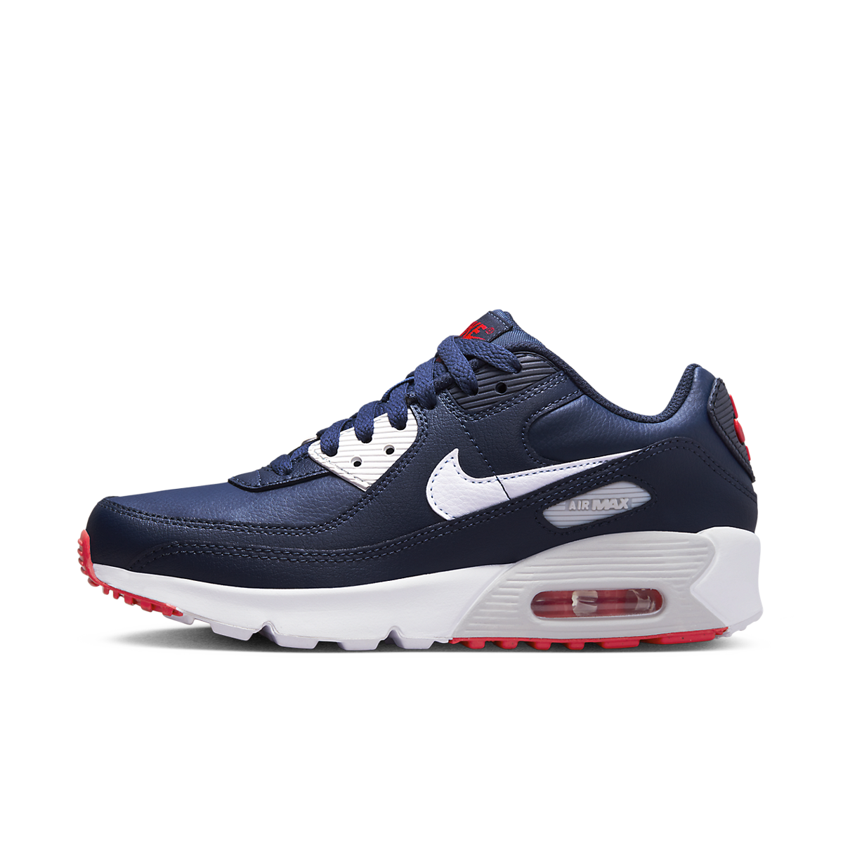 Air Max 90 Leather "Obsidian Track Red" GS