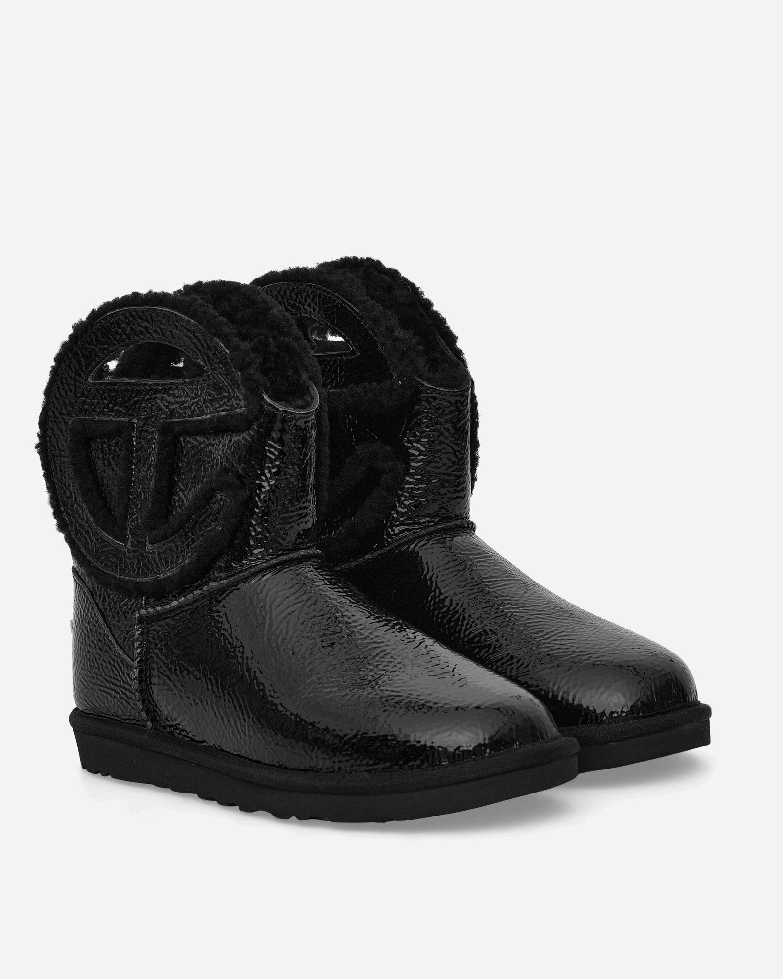 Telfar Logo Mini Crinkle Leather Boots Black