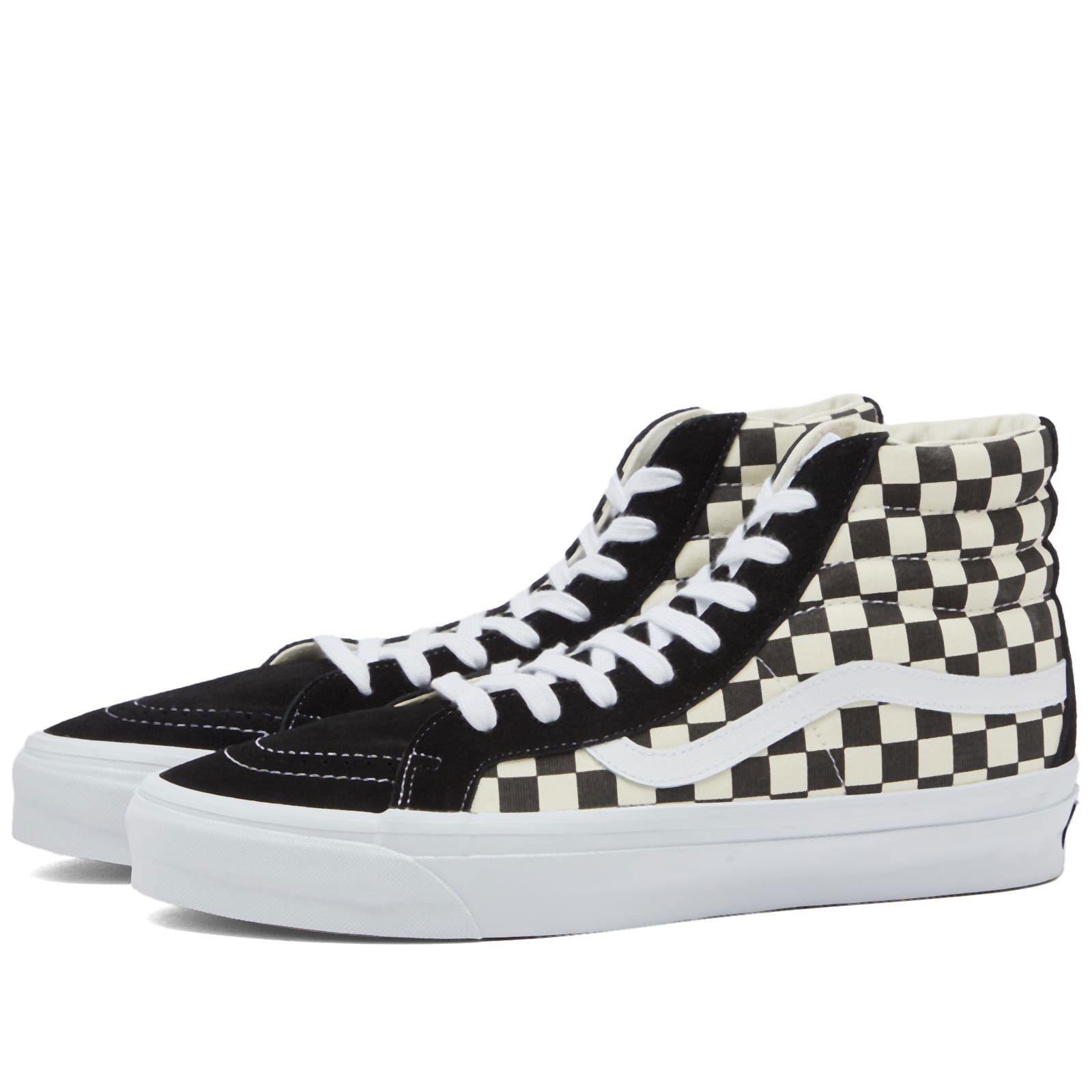 Vans Men's Sk8-Hi Reissue 38 Sneakers in Lx Checkerboard Black/Off White, Size UK 10 | END. Clothing