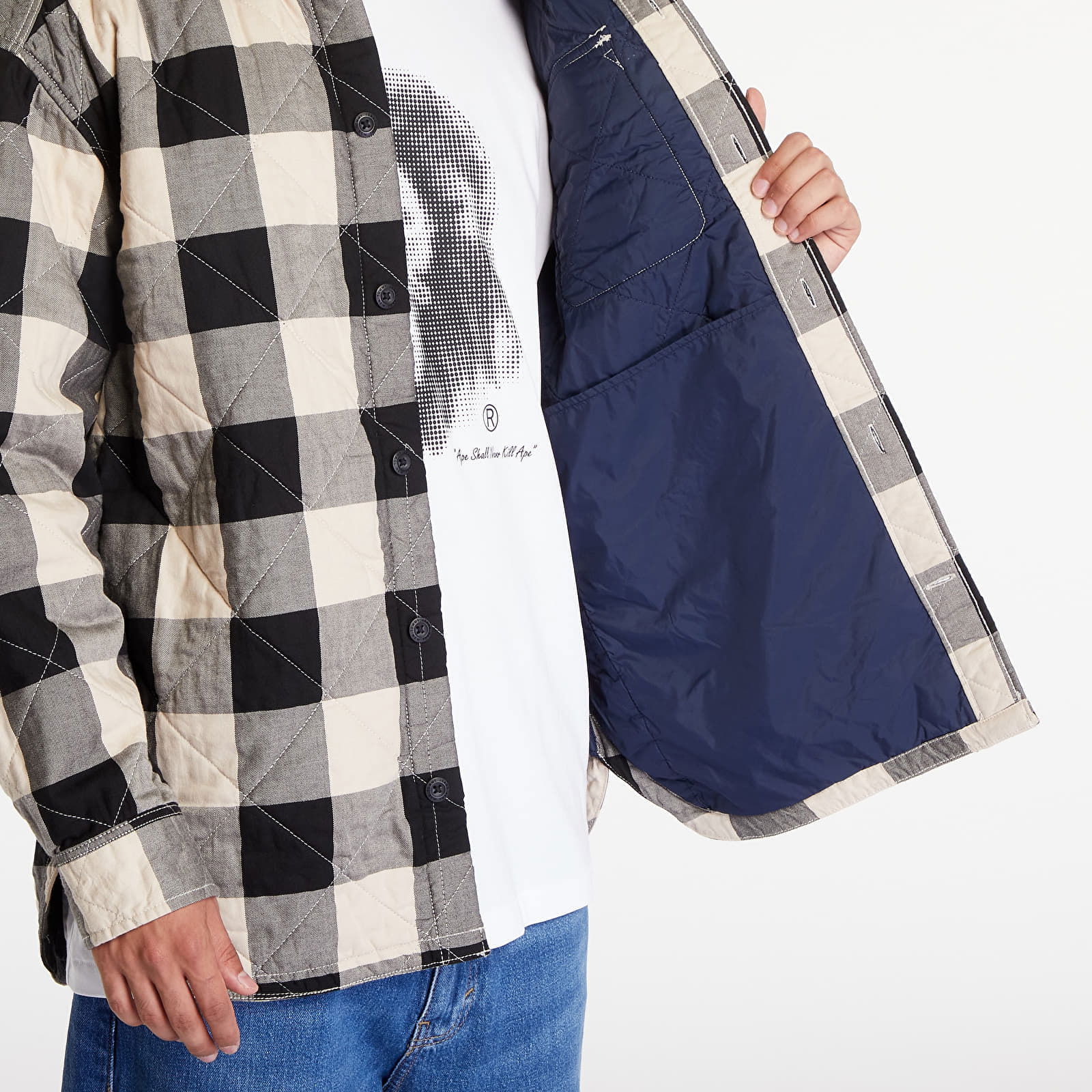 Lined Check Overshirt Black