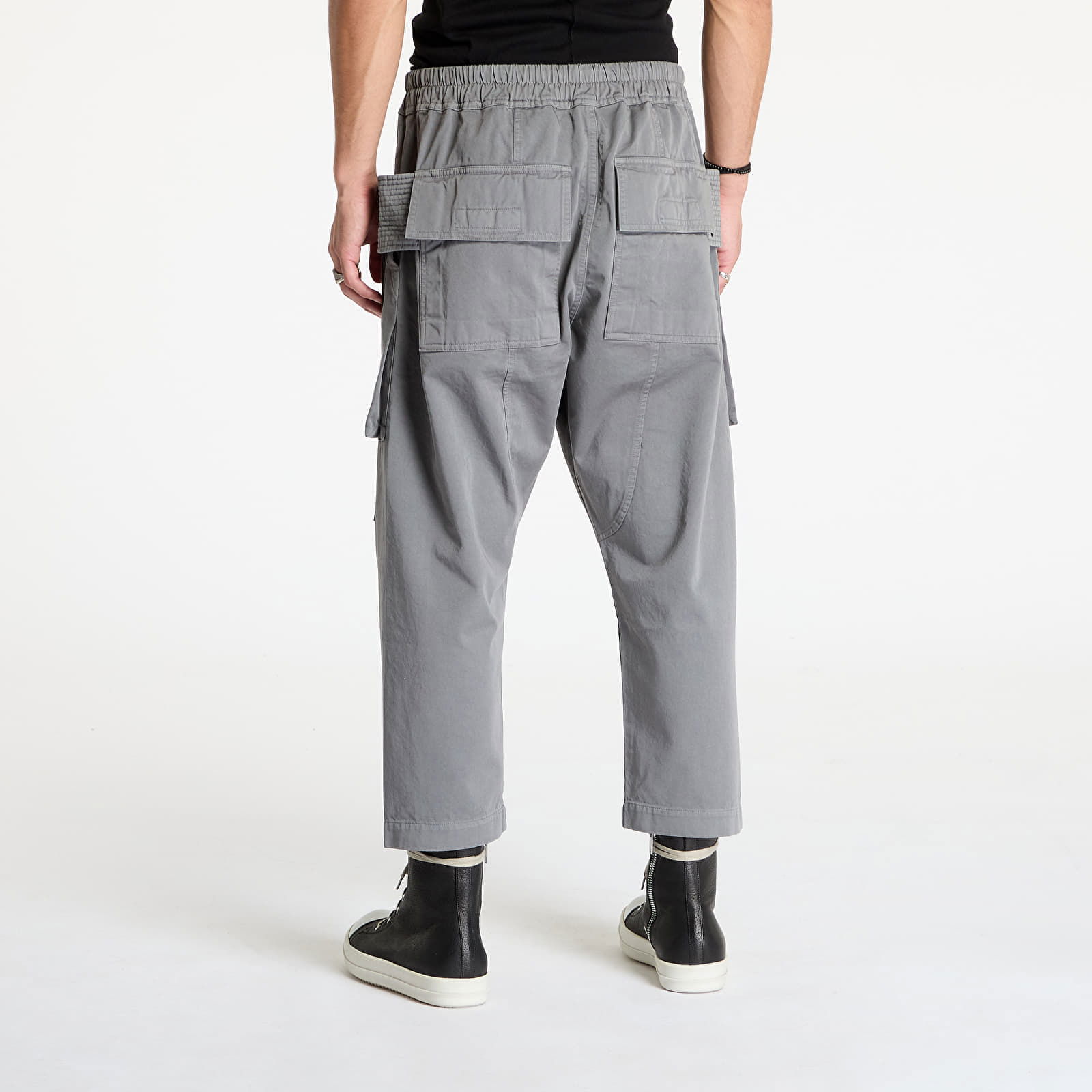 DRKSHDW Woven Creatch Cargo Cropped Drawstring Pants Stone