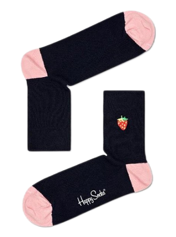 Happy Socks Ribbed Embroidery Strawberry 1/2 Crew Sock RESTR13-6500