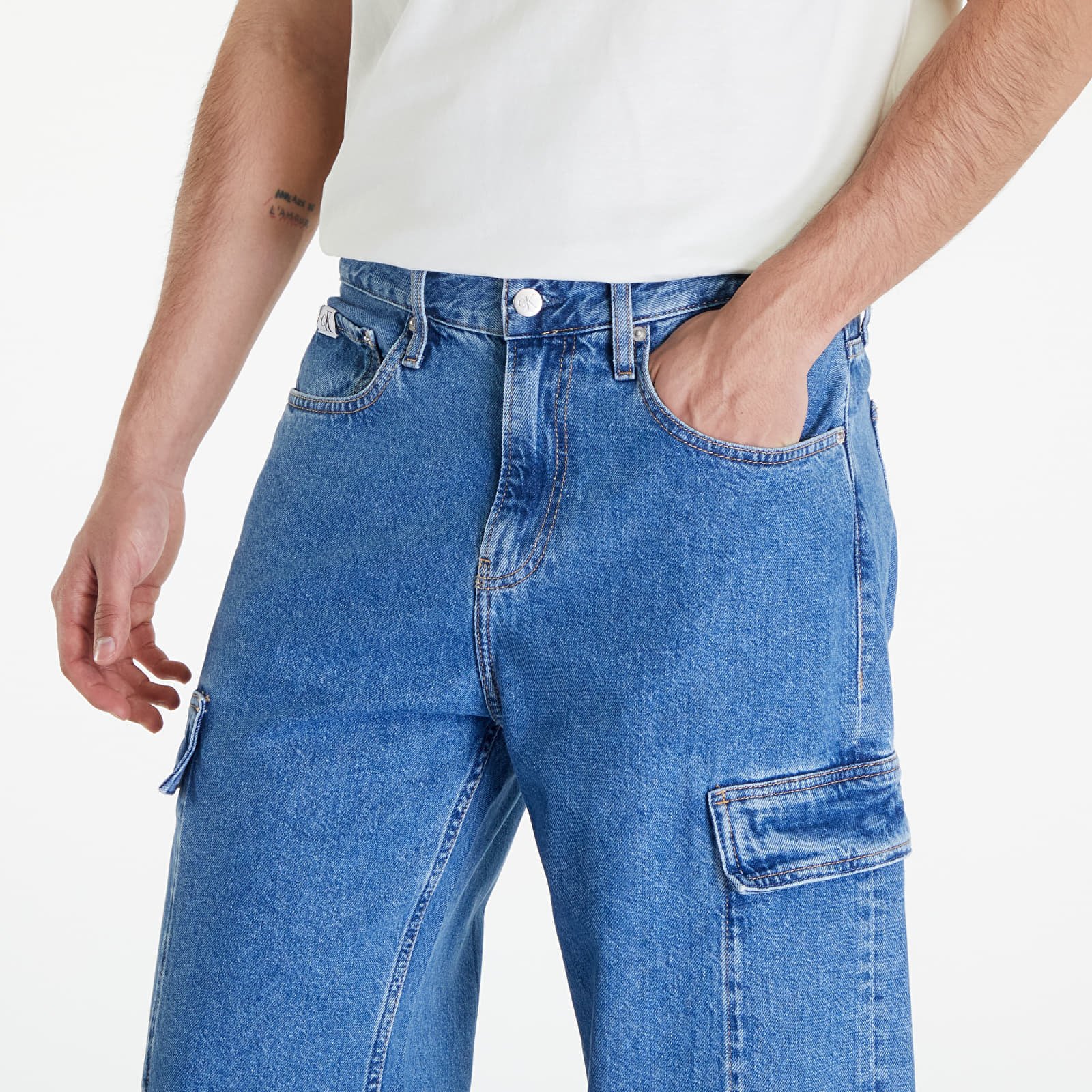 90'S Loose Cargo Jeans Denim Medium