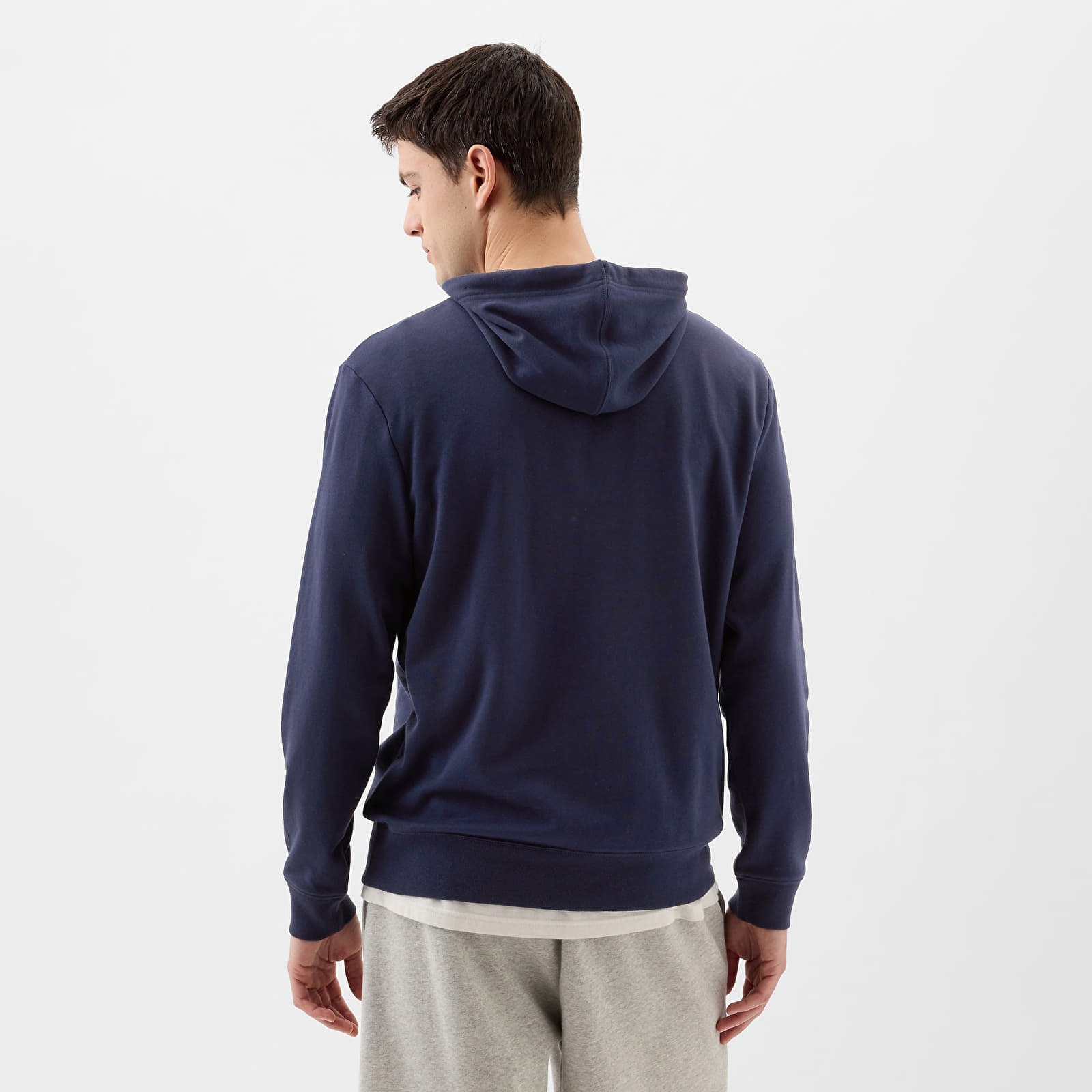 French Terry Pullover Logo Hoodie Tapestry Navy