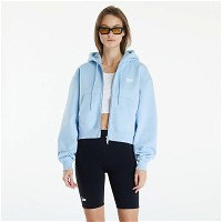 Femme Basic Crop Zip Up Hooded Sweater Blue Bell