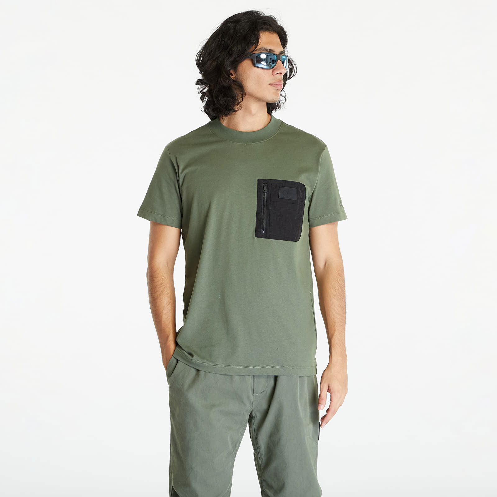 Jeans Mix Media Short Sleeve Tee Green