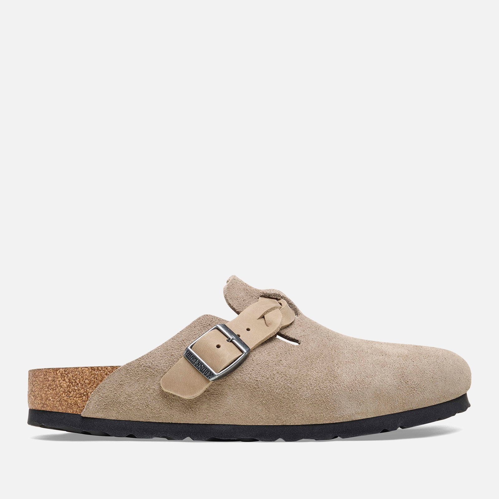 Boston Slim Fit Suede Braided Mules Taupe