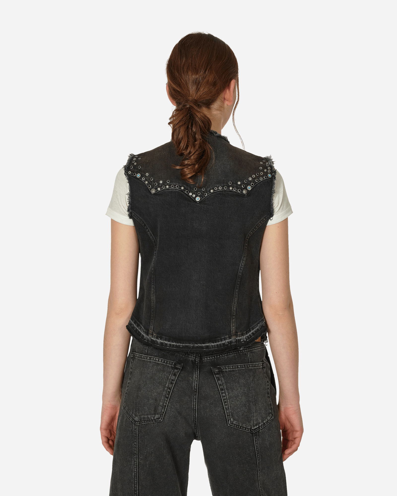 Western Denim Vest Used Black Wash