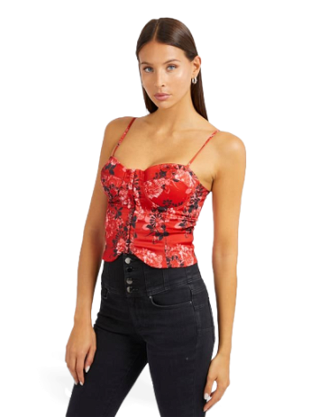 GUESS Floral Print Bustier Top W4RH17WD1R2