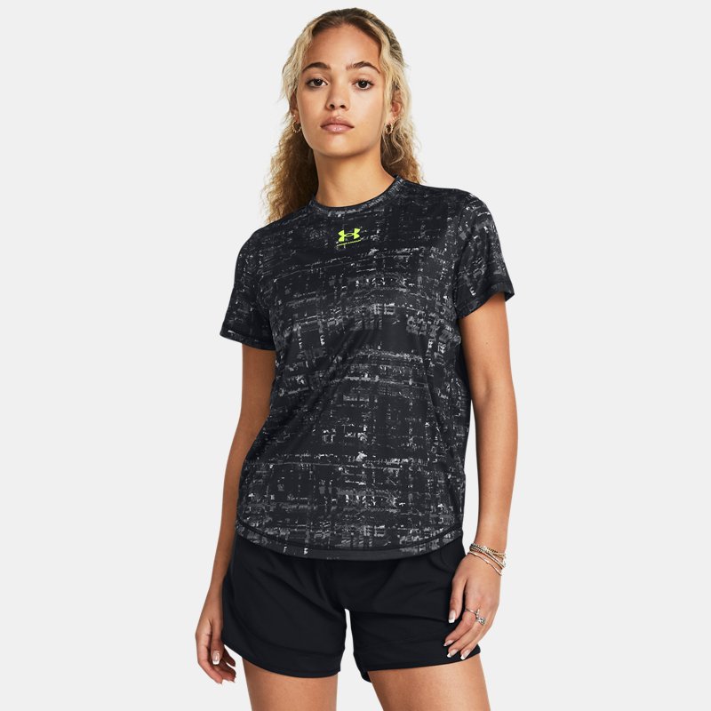 Challenger Pro Training Kurzarm-Shirt mit Print für Damen Schwarz / High Vis Gelb L