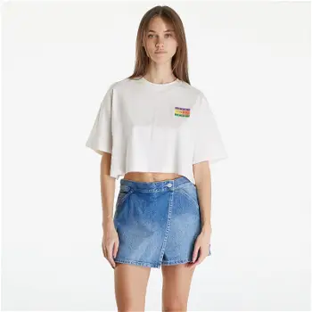 Tommy Hilfiger Oversized Cropped Summer Flag Tee Ancient White DW0DW18141 YBH
