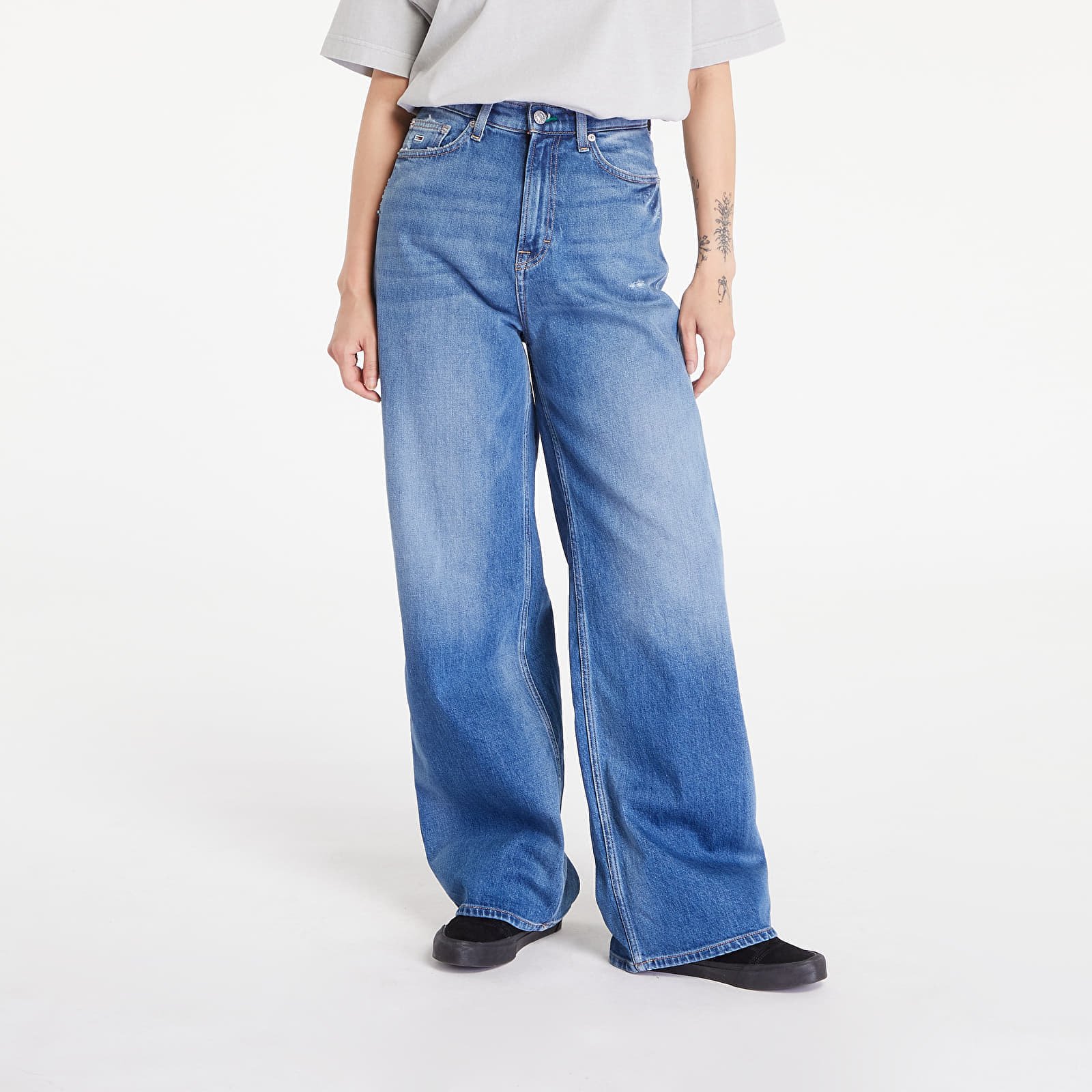 Claire High Rise Wide Leg Distressed Jeans Denim Medium