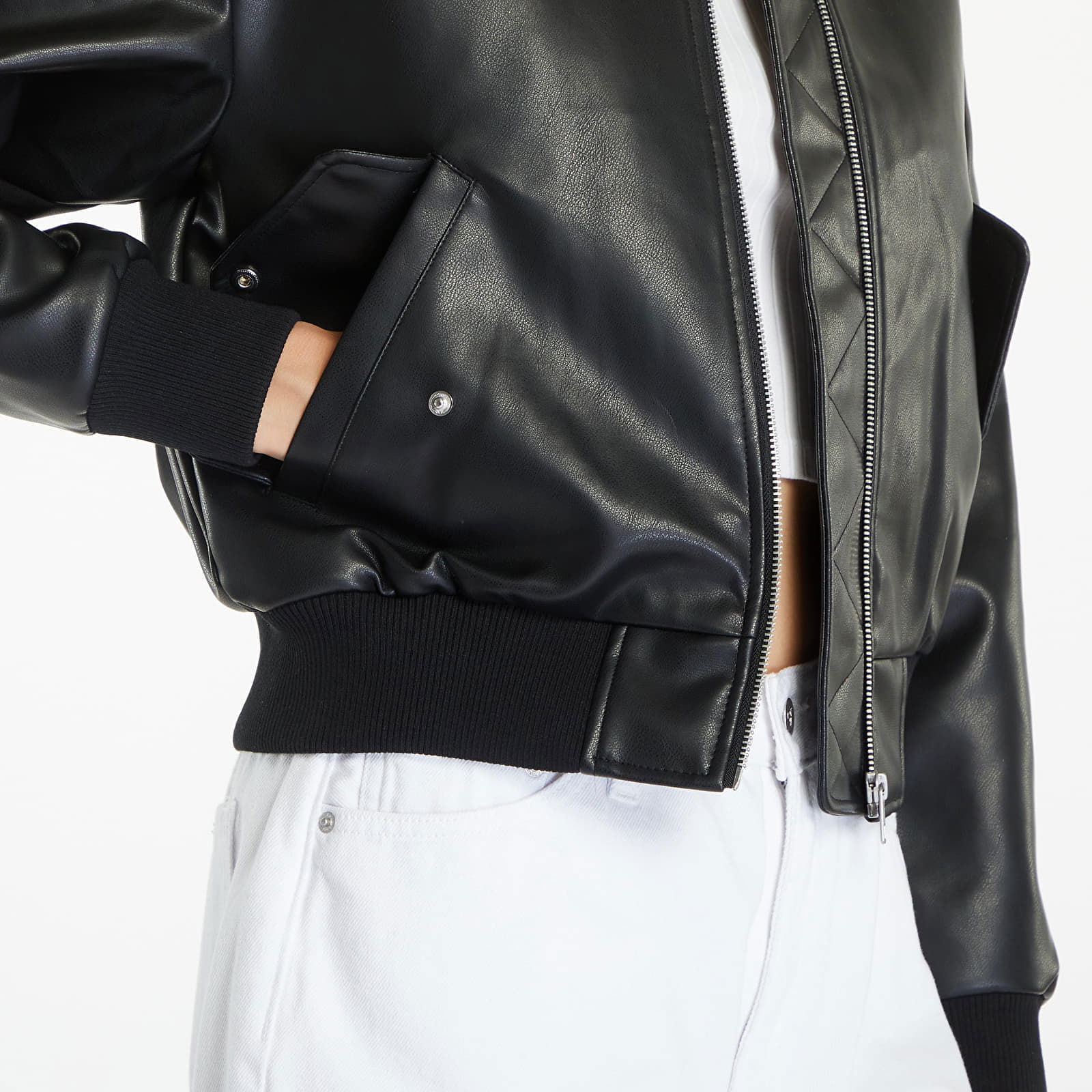 Faux Leather Bomber