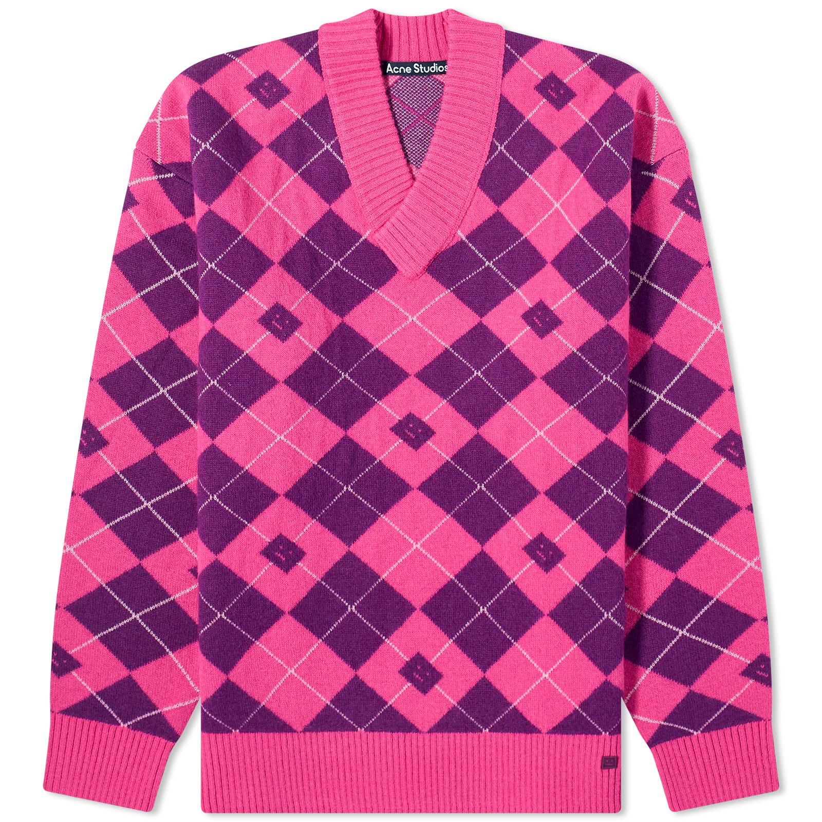 Kwan Argyle Face Jumper "Bright Pink/Mid Purple"