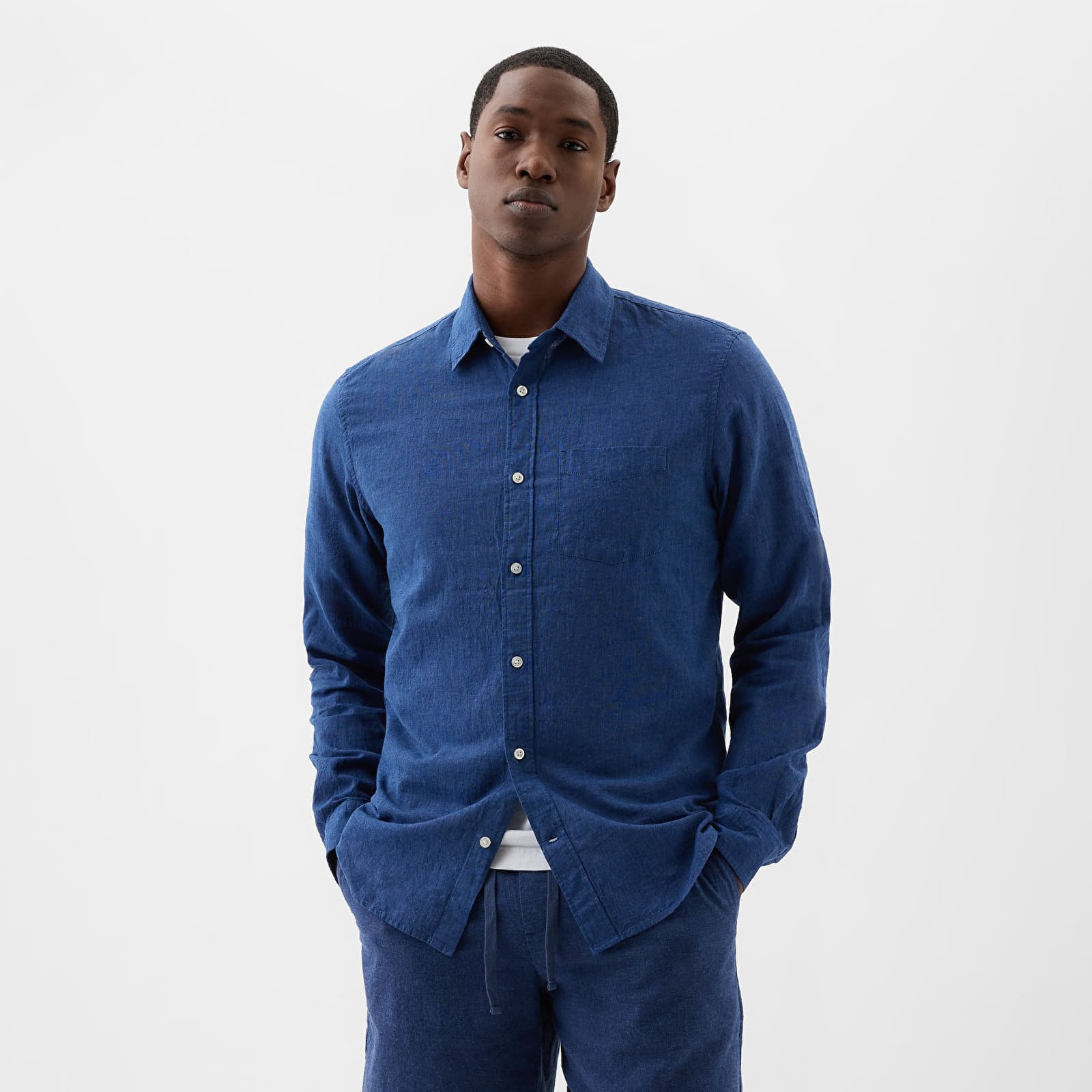 Longsleeve Standard-Fit Linen Shirt Bainbridge Blue