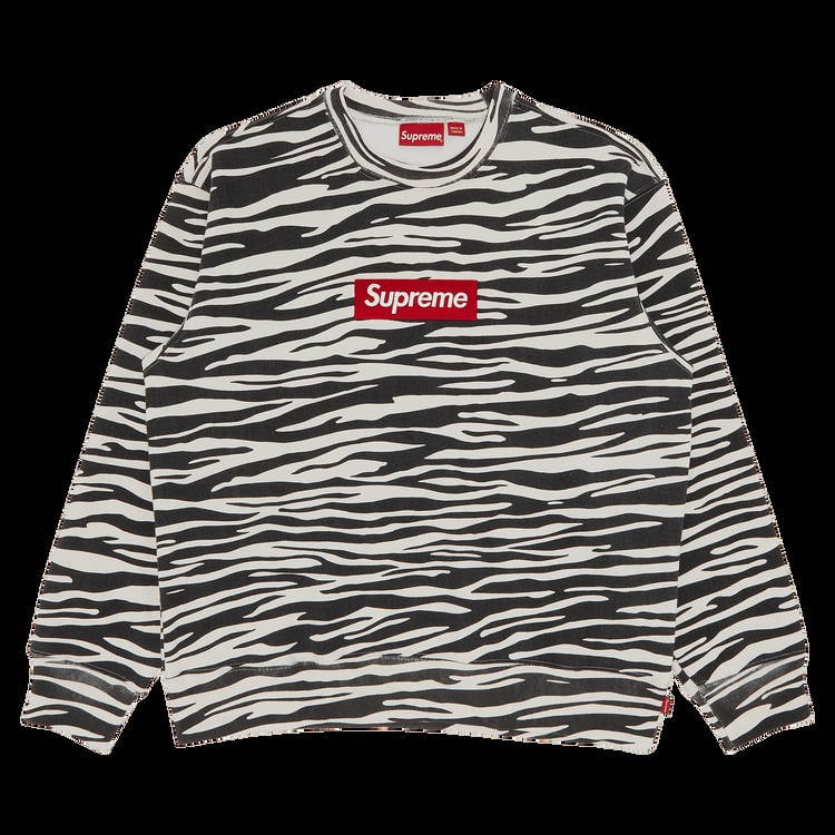 Mikina Supreme Box Logo Crewneck 'Zebra' FW22SW65 ZEBRA | FLEXDOG