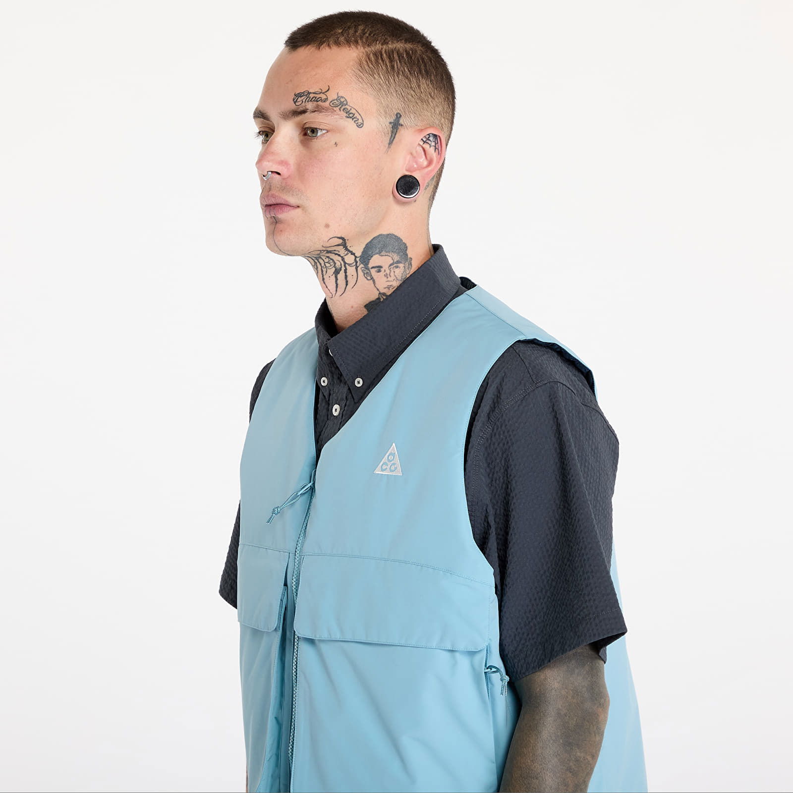 "Skull Peak" PrimaLoft® Reversible Vest Denim Turquoise/ Armory Navy/ Summit White