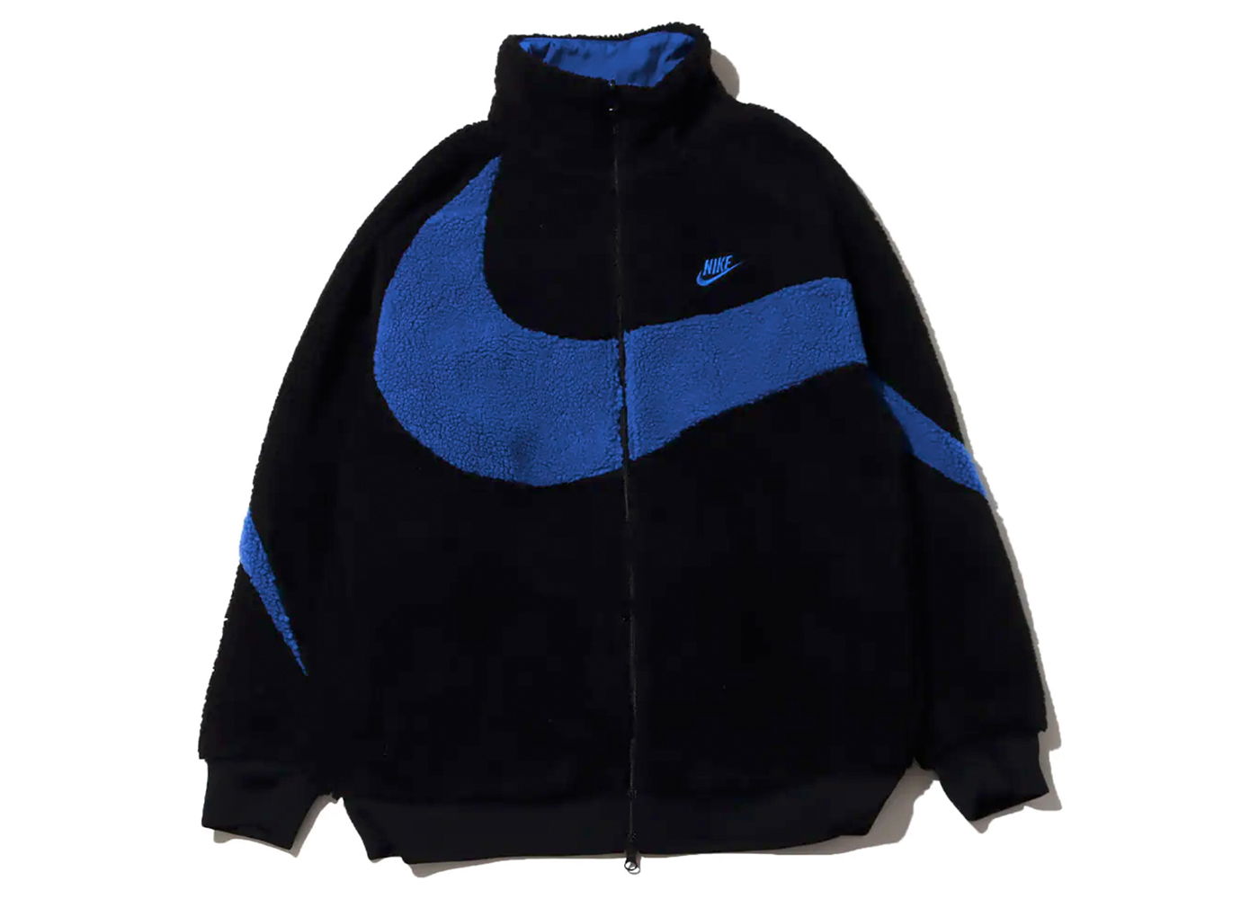 Big Swoosh Reversible Boa Jacket Black Game Royale