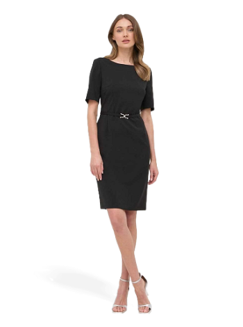 BOSS Belted Business Dress in Responsibly Sourced Virgin Wool 50490041