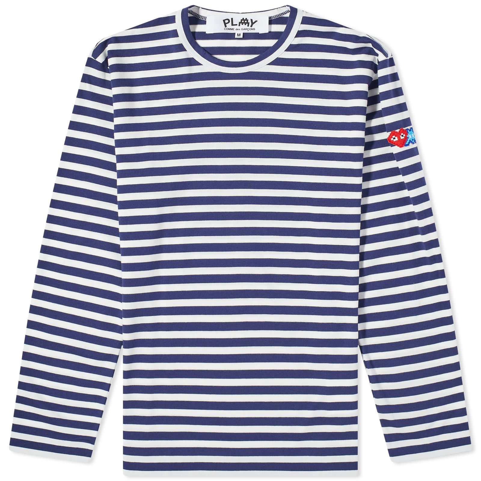 Long Sleeve Invader Heart Striped T-Shirt Blue/White