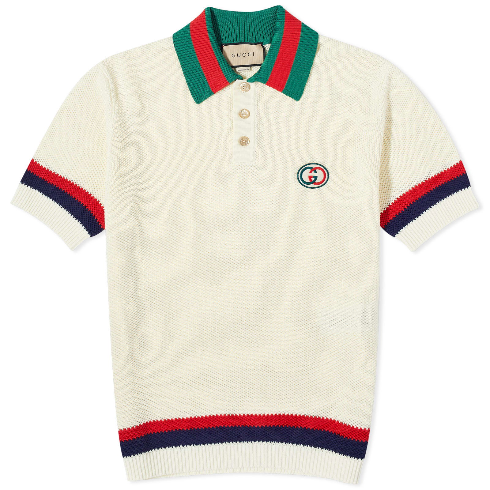 GG Logo Resort Knitted Polo Ivory/Red/Green