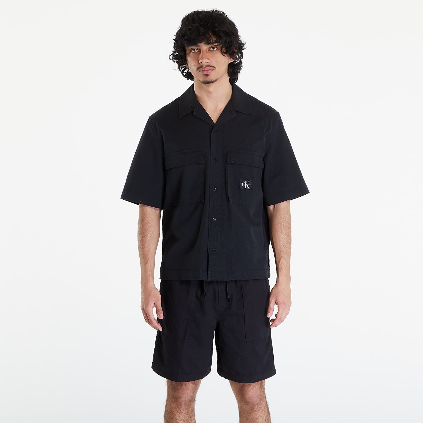 Seersucker Short Sleeve Shirt Black