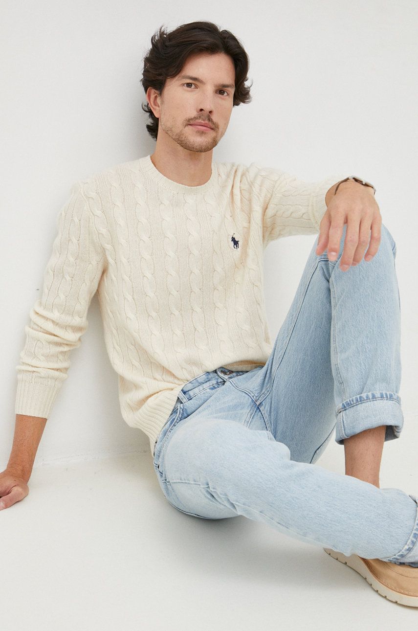 Logo Embroidered Cable Knit Jumper