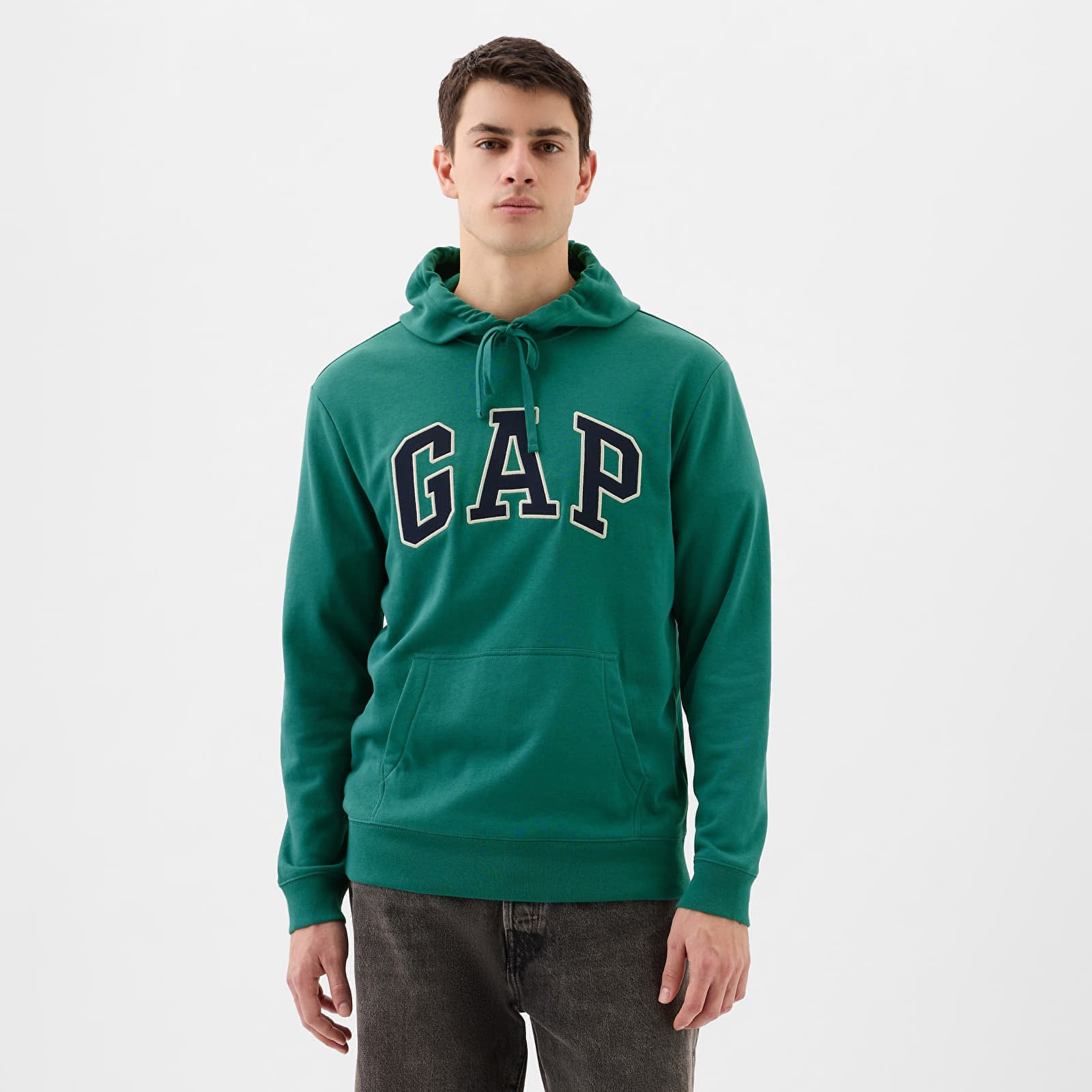 French Terry Pullover Logo Hoodie Jade Stone
