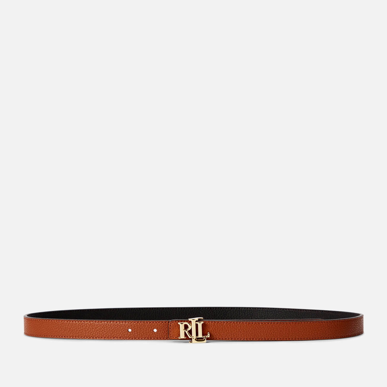 Lauren Ralph Lauren Women's Reversible 20 Skinny Belt - Black/Lauren Tan - XL