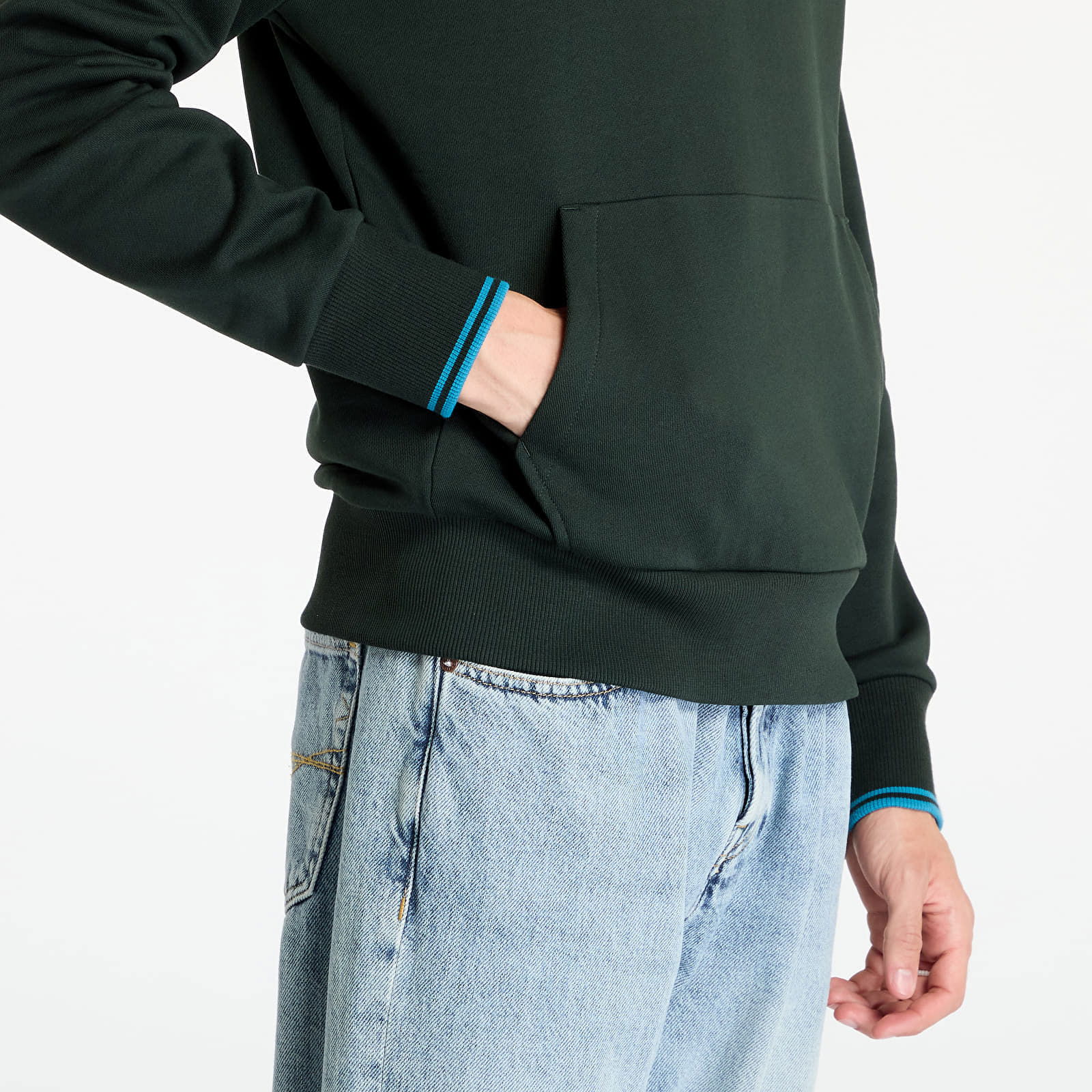 Tipped Hooded Sweatshirt Night Green/ Ocean