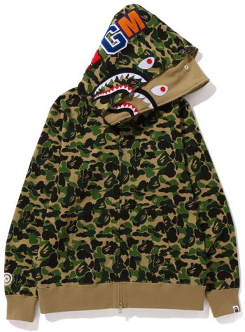 BAPE ABC Camo Double Shark Full Zip Hoodie 0ZXSWM115008L-GRN