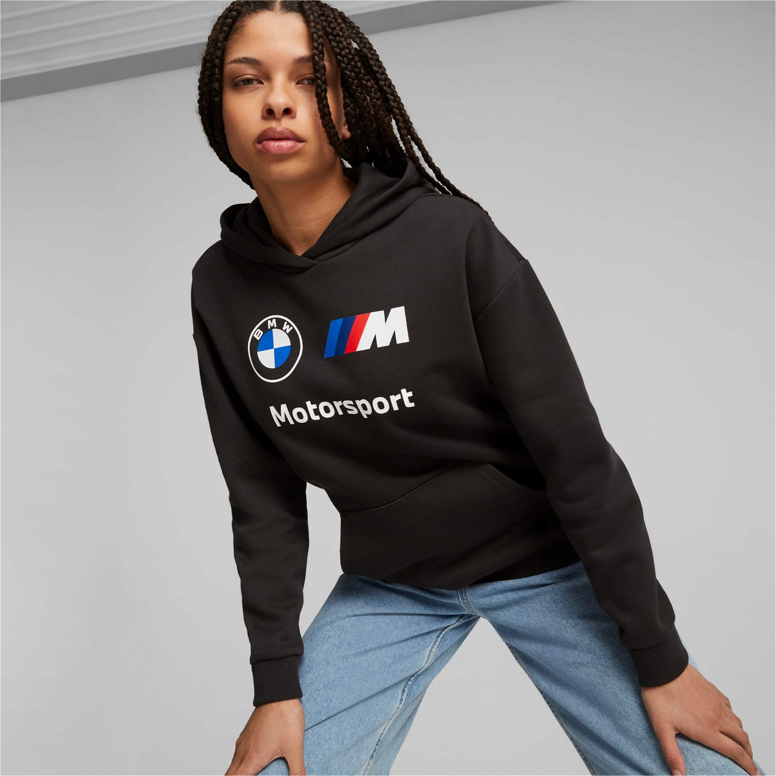 BMW M Motorsport Essentials Hoodie Damen, Schwarz, Größe: L, Kleidung