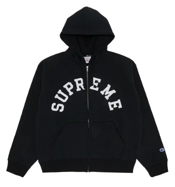 Supreme Champion Zip Up Hooded Sweatshirt Black Velikost: M SS24SW37 BLACK SS24SW37 BLACK